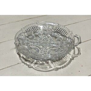 Indiana Glass Killarney Clear Cross Serving Dish Single Handle Relish Dessert